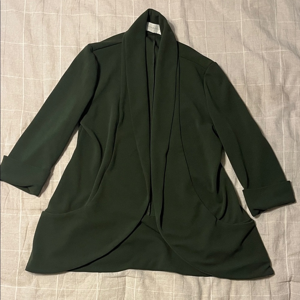 Frenchmauve Women's Dark Green Open Front Blazer Jacket